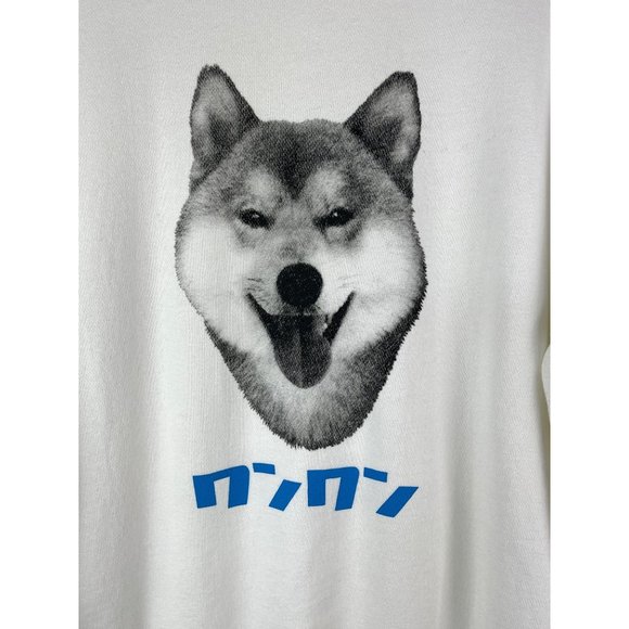 Rustic Charm Women's Japanese Crewneck Wolf Sweater in White - Picture 5 of 6